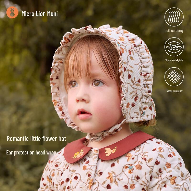 Baby Girls' Floral Corduroy Ear Protection Hat