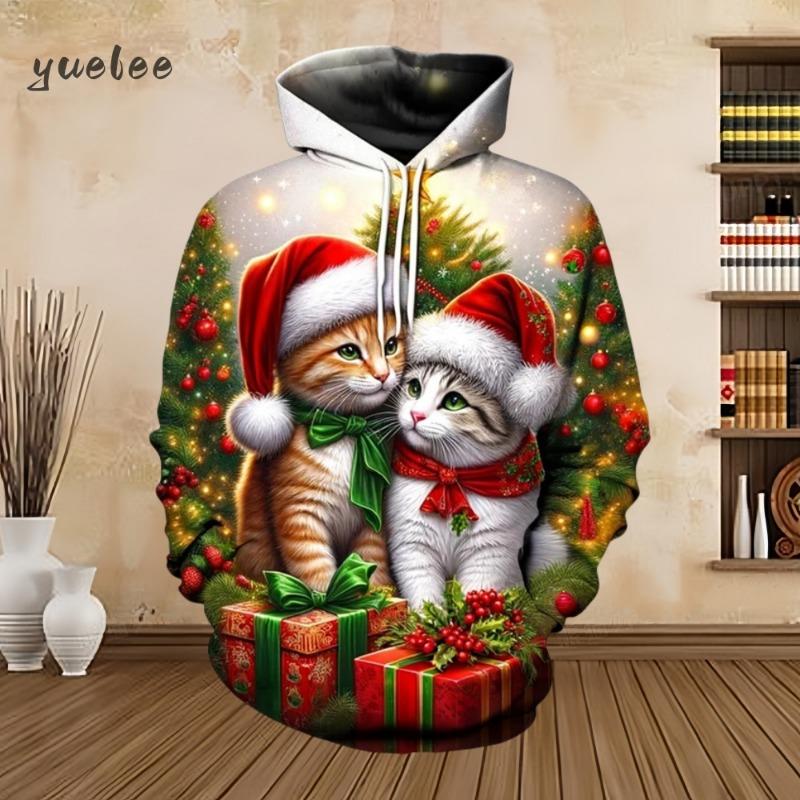 2025 Merry Christmas Graphic Sweatshirts Tree Pullover Hoodies for Men Clothes Santa Claus Hoody Snowman Sweatshirts Unisex Top