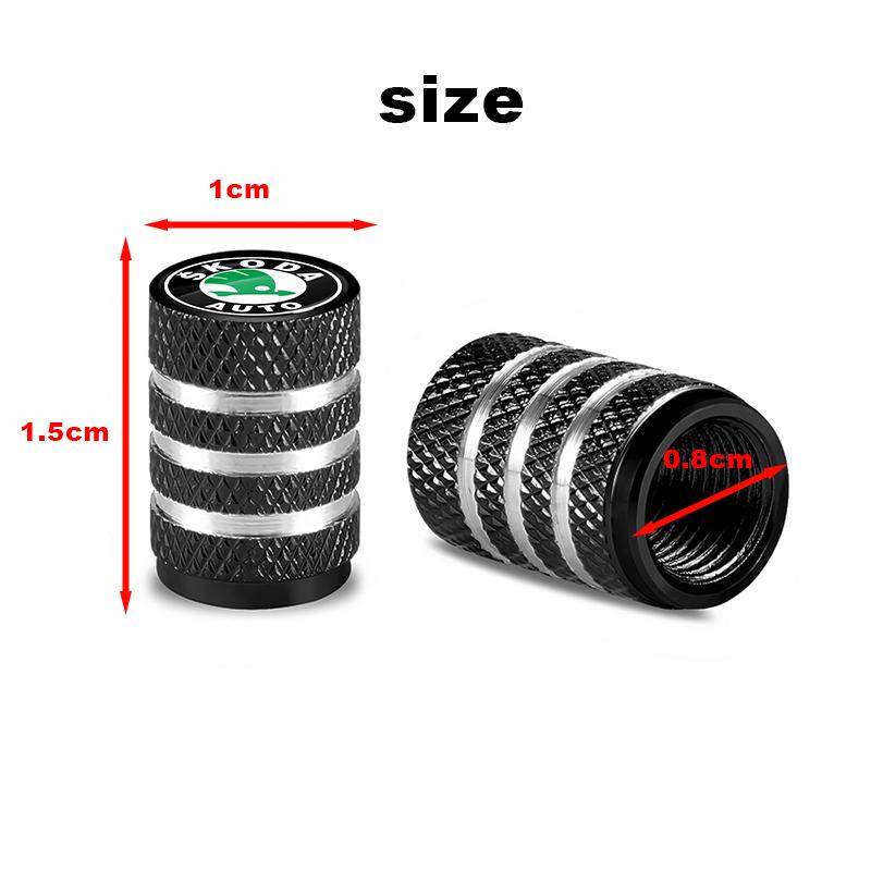 HRQB8 Car Tire Valve Stems Cap Aluminum Tyre Wheel Stem Air Valve Cover Airdust ForSkoda Fabia Octavia Kamiq Superb Rapid Citigo Scale