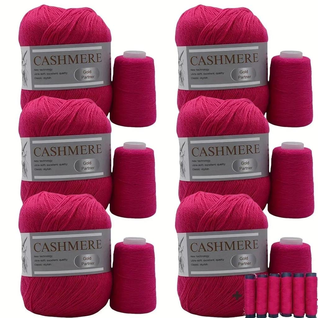 6 Pcs Cashmere Blend Yarn Worsted Weight Bundle for Coats Machine Washable Ultra Soft Knitting Crochet Yarn DIY Crafts