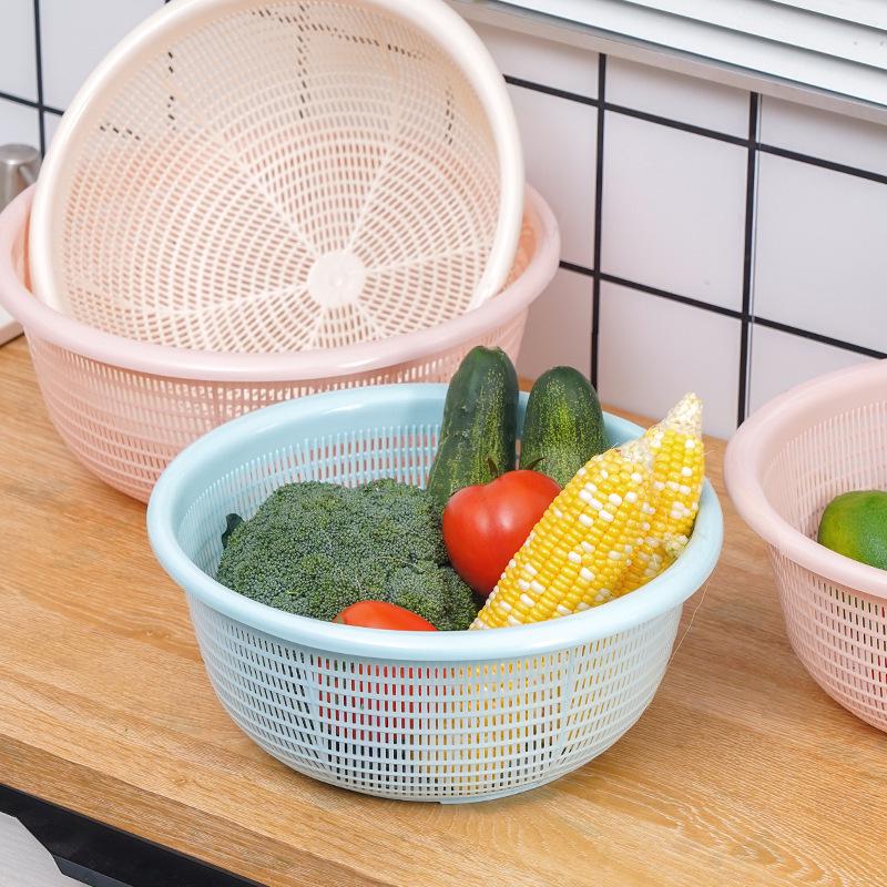 Kitchen Sink Vegetable & Fruit Washing Basket Set - Plastic Strainer & Drainer Basin for Storage & Rice Washing