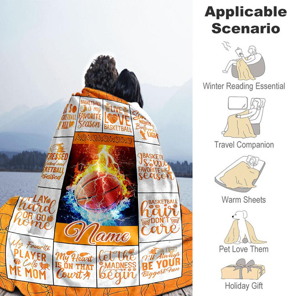 Basketball444 Personalized Name Blanket Cozy Personalized Blanket Warmthful Decor Perfect for Bed Seaside Office Home Decor Four Seasons Universal
