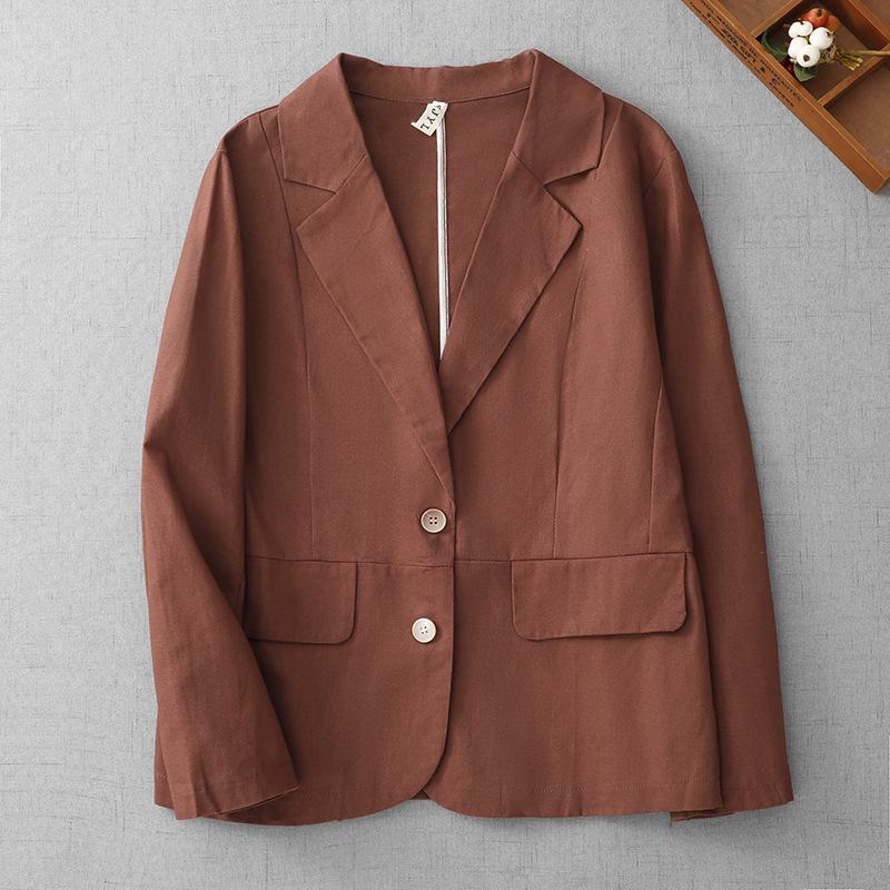 

Women s Plus Size Linen Suit Jacket - Solid Color, Mid-Length, Casual, 2026 Spring Collection 3XL brick червоний колір