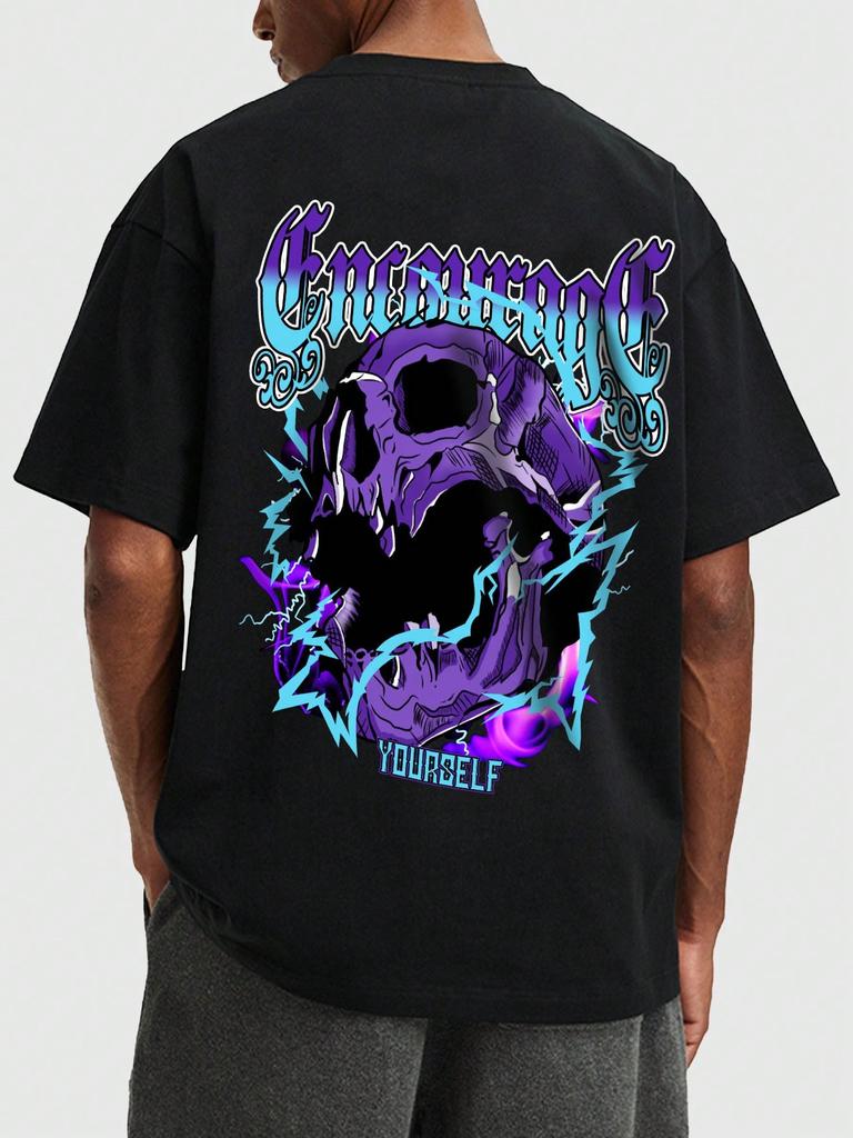 ROMWE Street Life Men Skull Graphic Drop Shoulder Y2k T-Shirt
