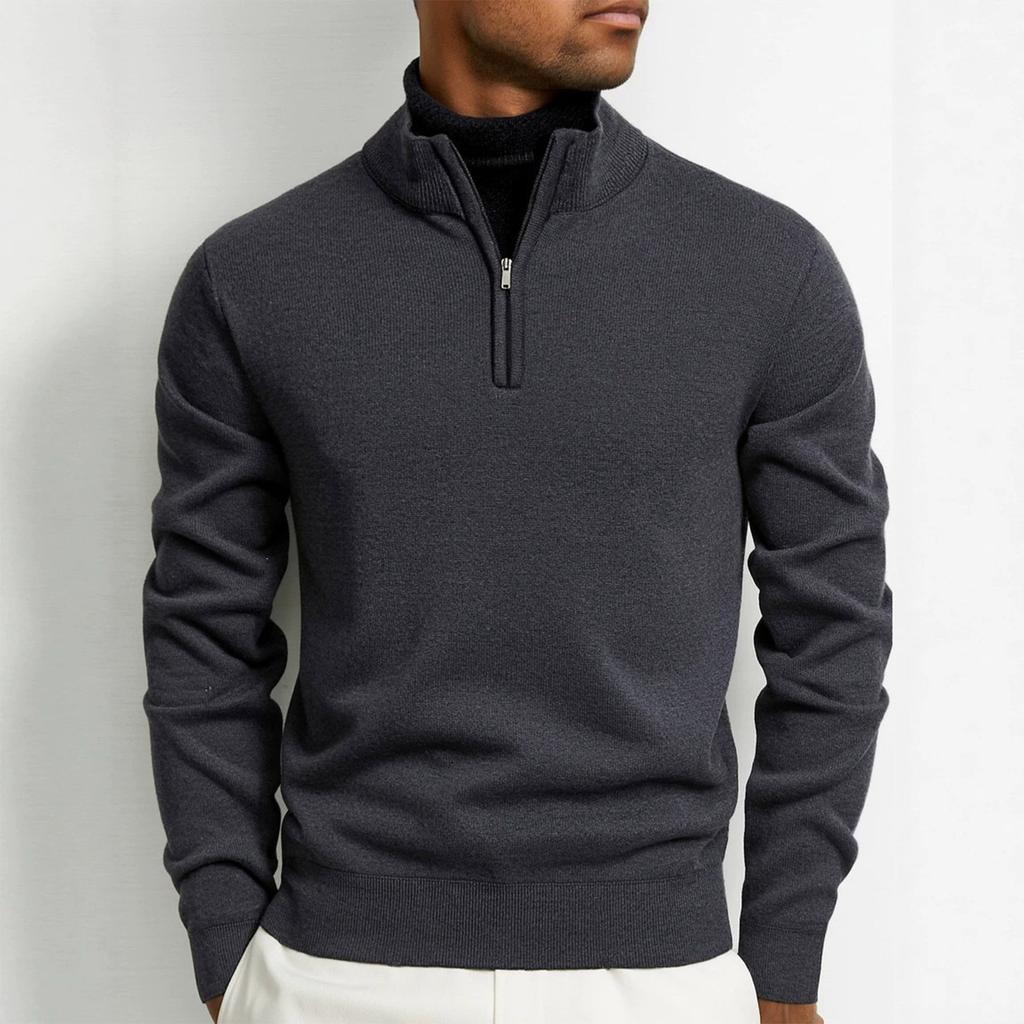 Men's 1/4 Zip Knit Pullover Casual Loose Fit Long Sleeve for Business Casual Wear