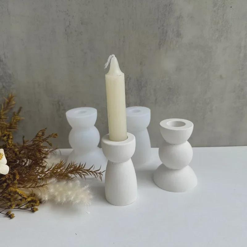 Geometric Cylindrical Semi-circular Candle Holder Mold DIY Crystal Dropper Plaster Ornament Candle Holder Mold Candle Base Mold