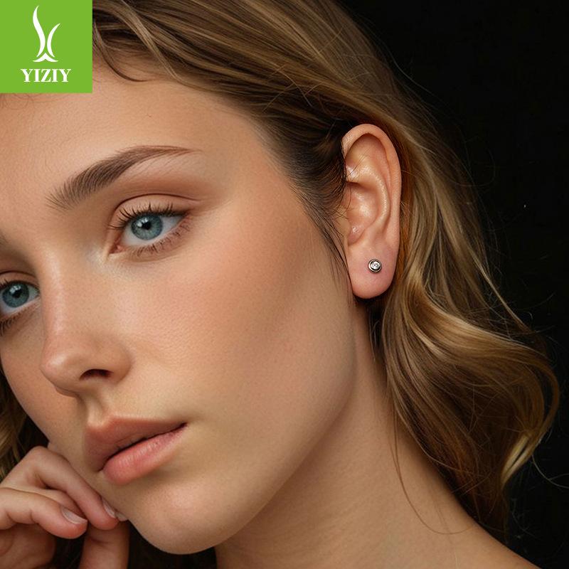 Bubble D Color Moissanite Stud Earrings S925 Sterling Silver Daily Simple And Versatile Round Ear Hole Earrings Women