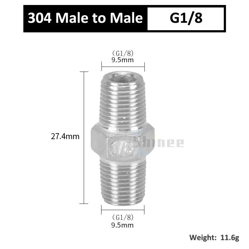 

1/8 1/4 3/8 1/2 3/4 1 Male Thread Hex Nipple Union 304 Stainless Pipe Fitting Connector Coupler water oil air Thread Adapter 1PCS