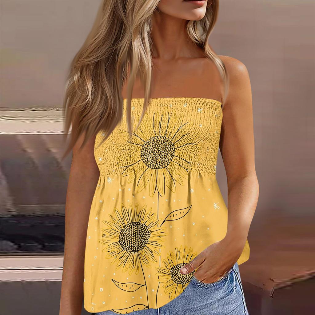 Modisches und sexy rückenfreies elastisches ärmelloses figurbetontes T-Shirt-Top mit Blumendruck