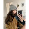 New wool hat women's winter face small ear protectors thickened warm knitted hat big head circumference ankela red cold hat