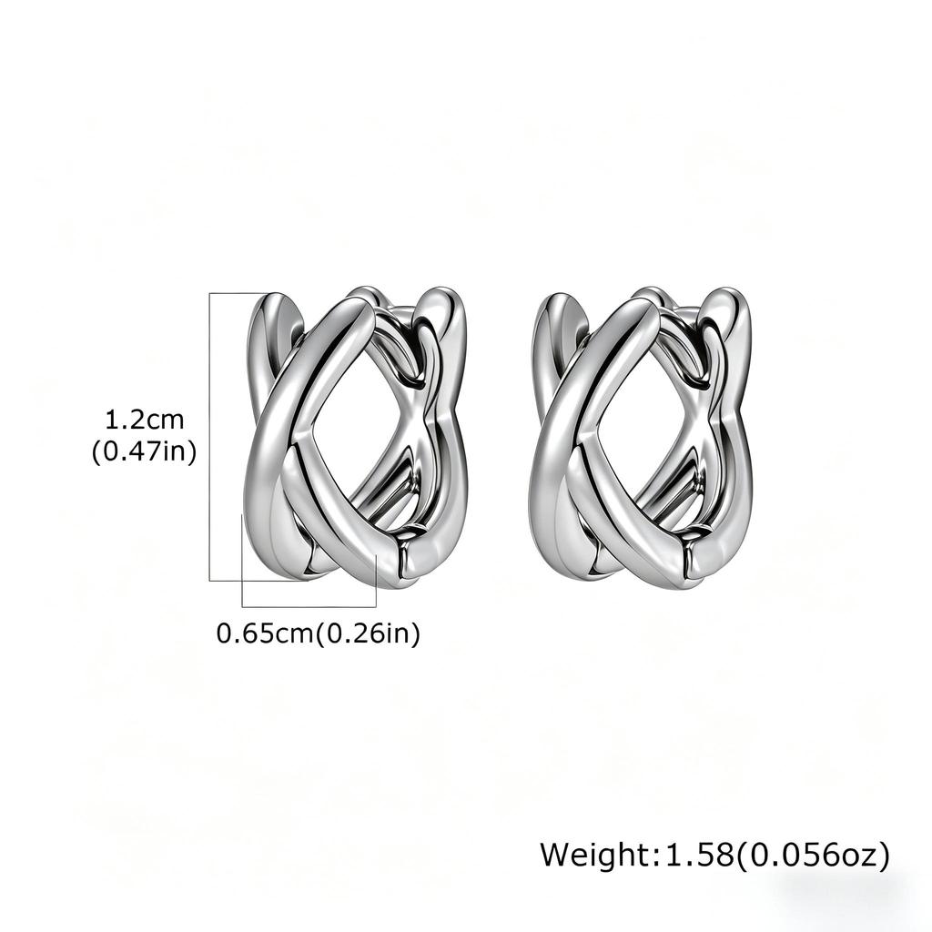 Punk Men Hoop Earrings,Double Intertwined Circle Huggie Hoop Earrings,Classic Pierced Earrings Gift