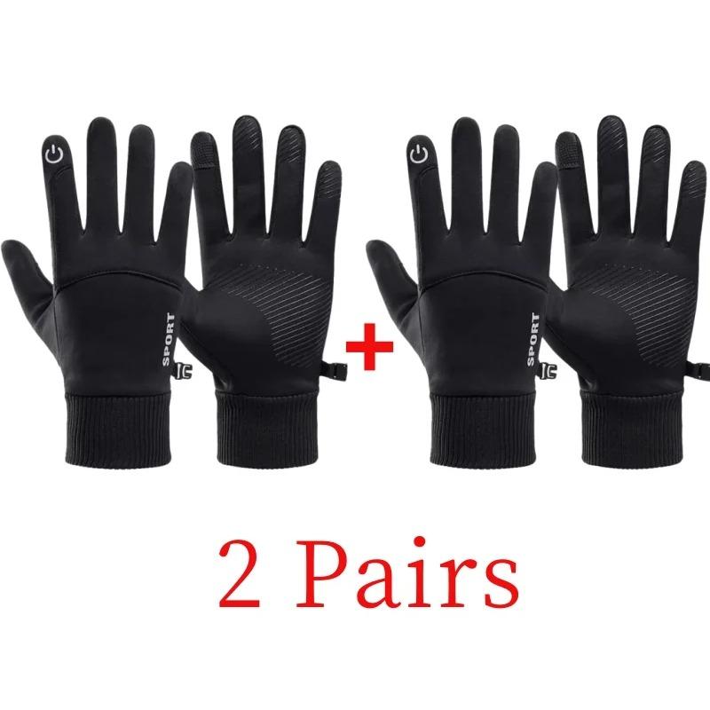 Noir hiver chaud doigts complets imperméable à l'eau cyclisme Sports de plein air course moto Ski écran tactile gants polaires