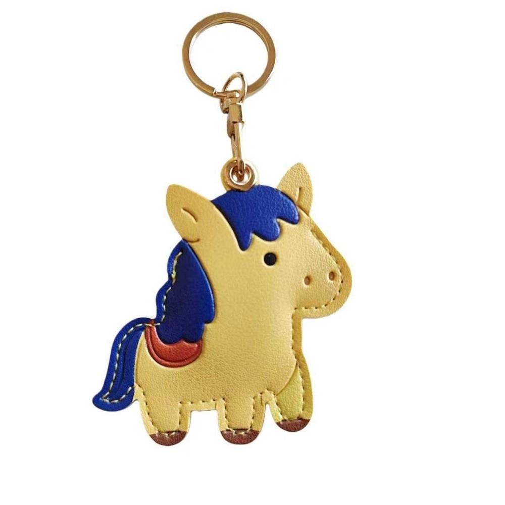 Cartoon Horse Pendant Leather Zodiac Pony Bag Charm Cute Horse Keychain  Home Decor