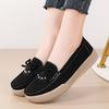 Spring and Autumn Leather Soft-soled Bow Women's Flat-bottomed Casual Single Shoes Comfortable and Versatile Mom Shoes