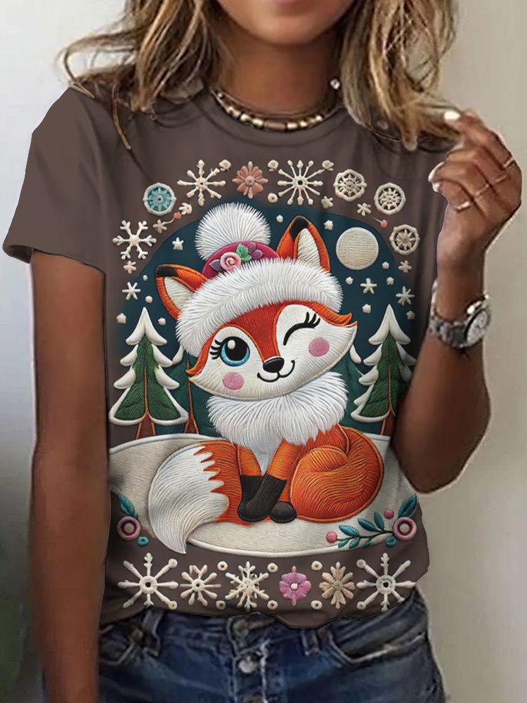 Summer Fox Squirrel T-Shirts Animal 3D Print Fashion Women Round Neck Short Sleeve T Shirt Tees Harajuku Y2K Top Female Clothing