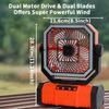 20000mAh Camping Fan Battery Powered Fan LED Lights 4-speed Adjustable Office Fan Portable Outdoor Tent Hook Fan Construction