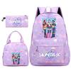 3Pcs/set Cute Kpop Printed Backpack Handbag Pencil Case for Teenger Student Girl Boy Schoolbag Kid Bookbag Large Capacity Travel Bag Gift Mochila
