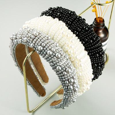Damhårband Wide Edge Sponge Hair Hoop Full Pearl Super Flash Street Shoot Headwear