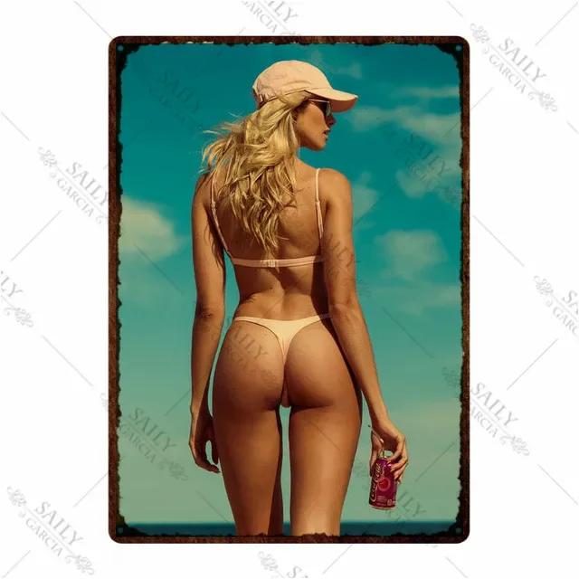 Heißes Sexy Mädchen Metall Blechschild Poster Mode Nackte Frau Blechschild Platten Man Cave Pub Bar Schild Metall Wanddeko Druck Plaketten