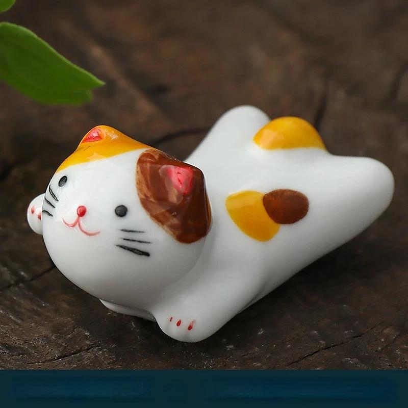 1pc Ceramic Cute Chopstick Holder Tableware Japanese Style Underglaze Restaurant Simple Oval Spoon Bracket Utensil for Kitchen