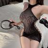 Sex Underwear Neck-wrapped Hip Net Coat Passion Perspective One-piece Women's Hollow Large Size Free-to-take One-piece Socks