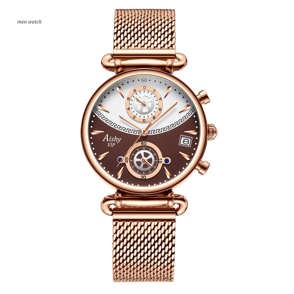Aishy Waterproof Stainless Steel Couple Quartz Watches - Hot-Selling New Model for Students