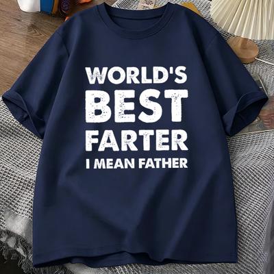 Funny Dad Gift Tshirt Worlds Best Farter I Mean Father Retro Print Fathers Day Casual Mens Tee ONeck Male Tee Tops