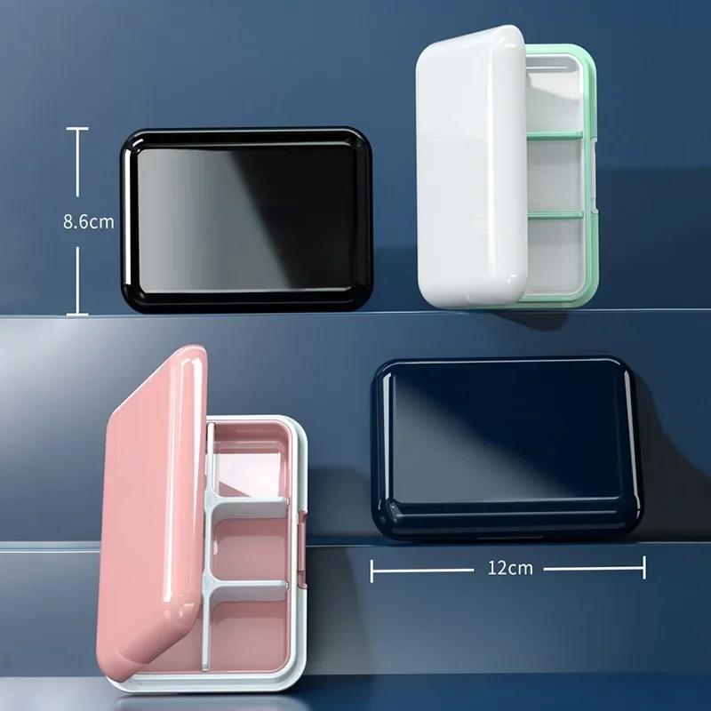 Medikamentenbox mit 6 Gittern und großem Fassungsvermögen, 7 Tage feuchtigkeitsbeständig, versiegelte Pillendose, tragbare Kapsel-Vitamin-Pillen-Aufbewahrungsbox für Reisen