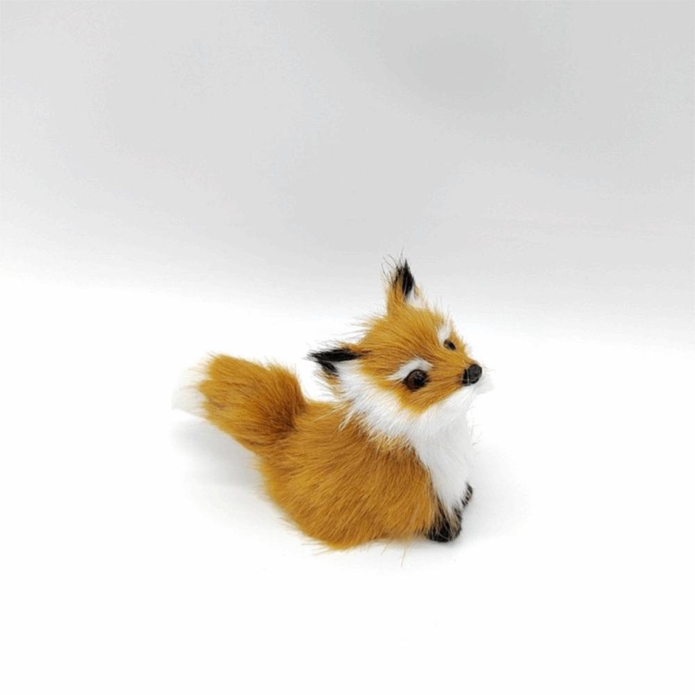 

Figurine Plush Fox Doll Toy Artificial Animal Squatting Sitting Fox Model Home Decor Brown 03