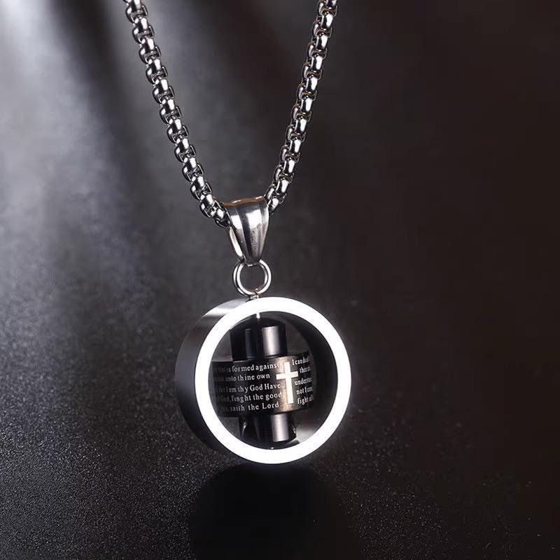 Men's Hip Hop Rotating Titanium Steel Cross Pendant Necklace