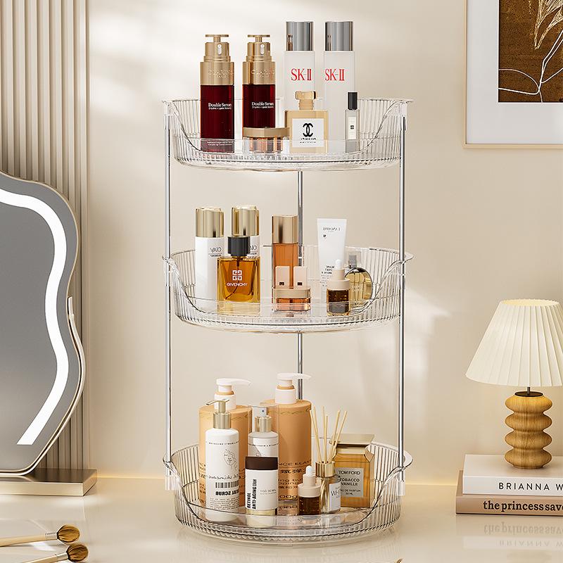 Organizator Cosmetic Rotativ Elegant cu Spațiu Amplu de Depozitare pentru Rujuri, Parfumuri și Produse de Îngrijire a Pielii