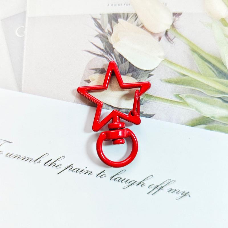 Colorful Zinc Alloy Star Keychain with Candy Color Spring Buckle Pendant - DIY Jewelry Accessory