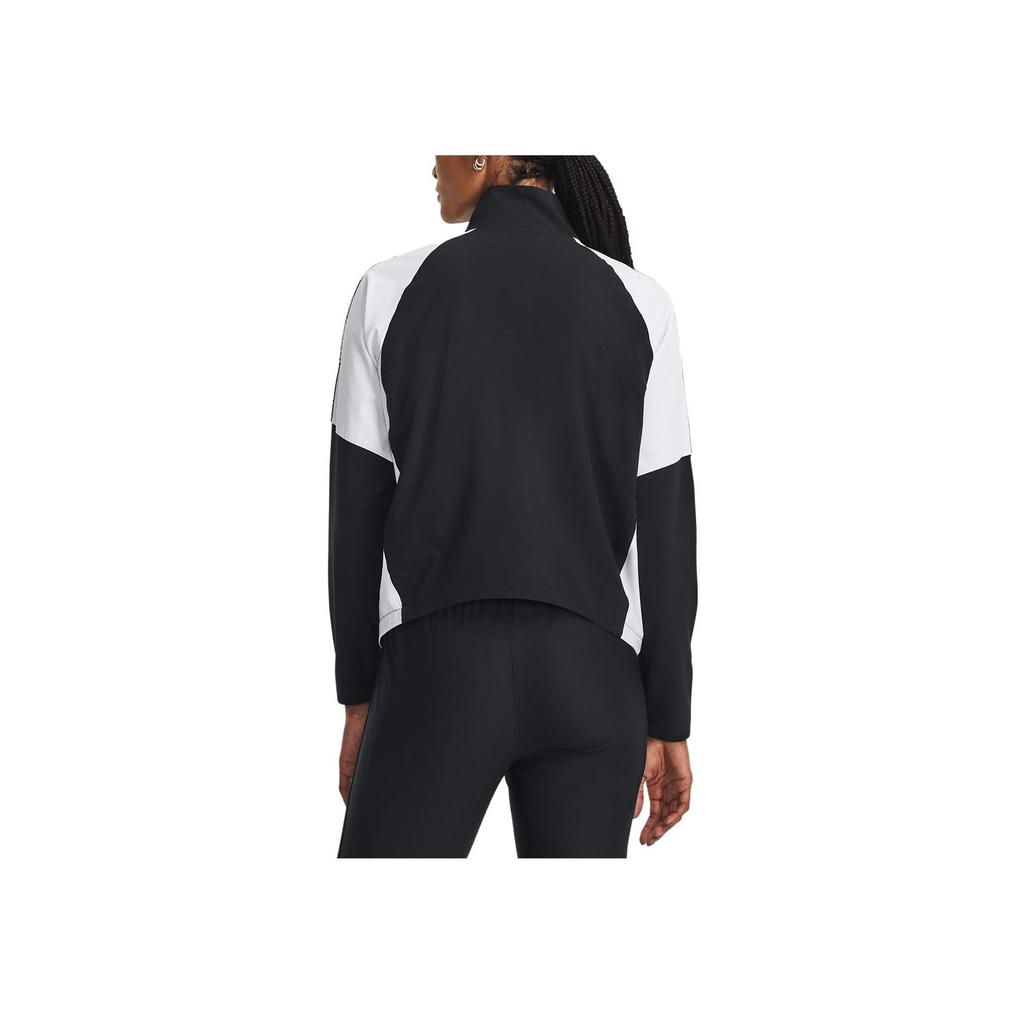 Under Armour Zip Straight Casual Long Sleeve Retro Sports Stand Collar Jacket Women jackets Black 1379447-001