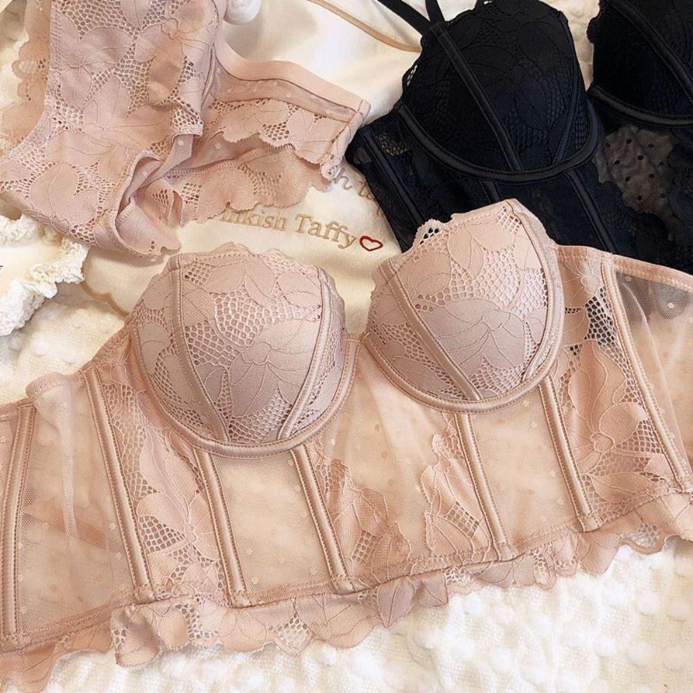 Transparent Lace Corset Mesh Dot Slim Crop Tops Sweet Lace Flower Camisole  Ladies