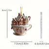 4pcs Christmas Coffee Cup Pendant Acrylic Snow House Ornament Car Decor Hanging For Backpack Keychain Holiday Gift Car Accessory