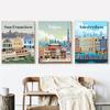 Nordic Vintage Travel Cities Poster Lisbon Paris San Francisco Sydney Landscape Art Canvas Painting Wall Pictures Home Decor