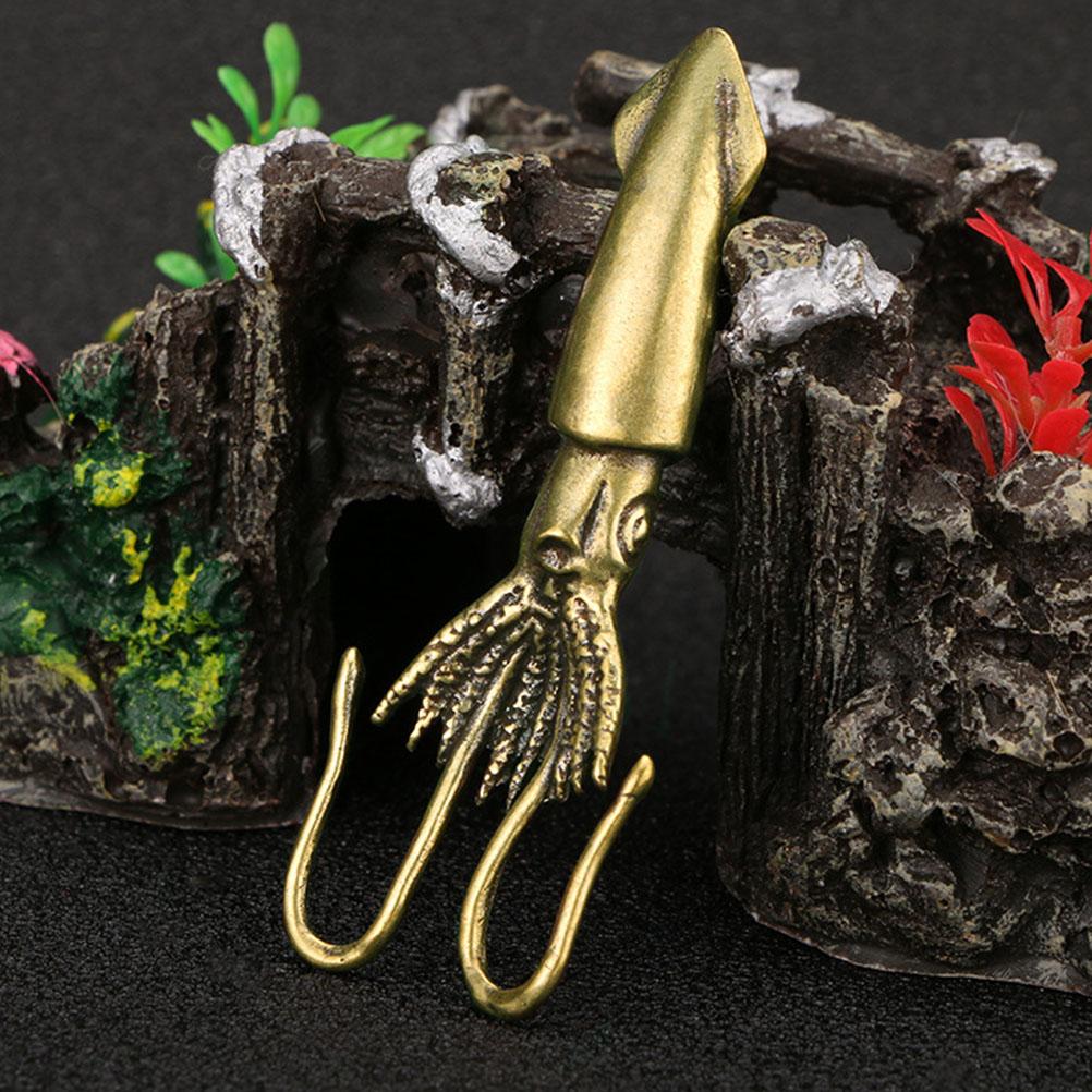 Calamar Ornament Sculptură de cupru Decor Alamă Delicat Artizanal Figurină Vintage Sufragerie Birou