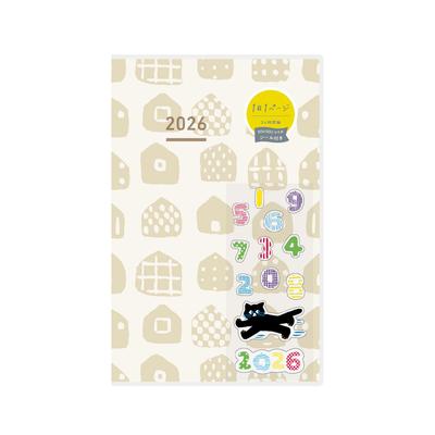 Jibun Techo DAYs 2026 Monthly Daily A5 with Limited Edition January Start Planner, Slim, SOU SOU Stickers, Ivory, Ni-JD1L2-26,