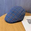 Checkered Vintage Pattern Beret Hat With Breathable Cotton For Women Fashion