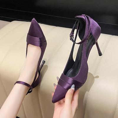 Mode 2025 Neue Sexy Satin High Heels Pumps für Damen Sommer Knöchelriemen Dünne Absätze Damenschuhe Spitzschuh Party Hochzeitsschuhe