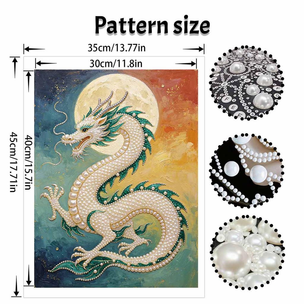 DIY Pearl Art Dragon Painting Kit 5D Crystal Rhinestone Embroidery for Bedroom Living Room Wall Decoration Handmade Craft