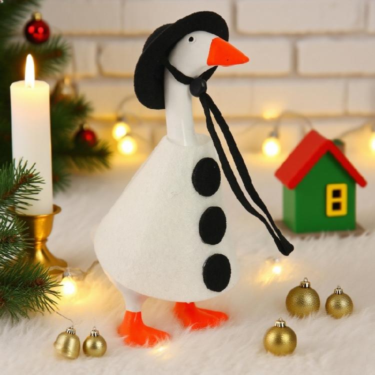 Elegant Holiday Porch Geese Decoration For Christmas New Year Outdoor Garden Yard Decoration Fabric Accessory