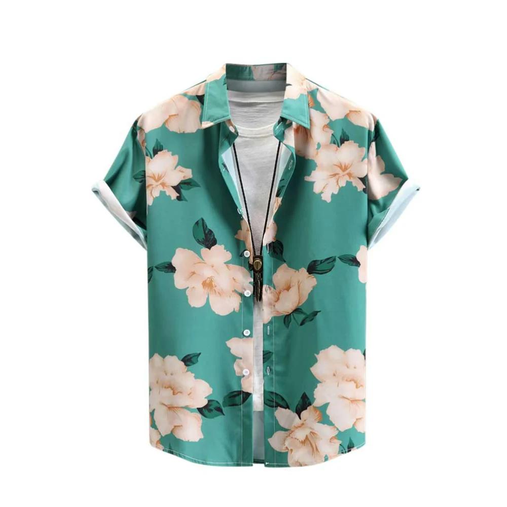 Seaside Beach Men Women's Shirts Floral Print Design Short Sleeve Shirts Fashion Button Shirt Tops