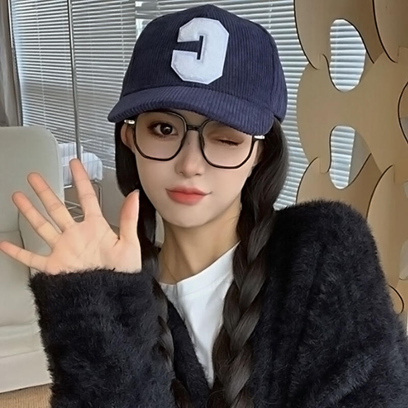 Women s Corduroy Ball Cap C Logo Men s Couple Baseball Cap BCAP25_Navy