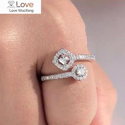 Luxuriöser Mikro-Pavé-Linien-Zirkonia-Ring Geometrische Form Offen Schmuck für Frauen Jubiläumsgeschenk für Ehefrau Großhandel