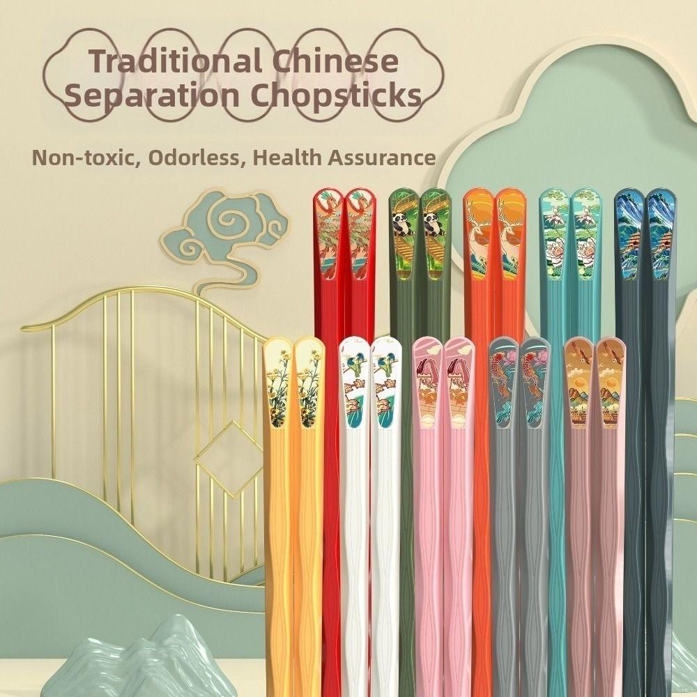 10Pairs Chinese Style National Tide Chopsticks Zinc Zinc Alloy Family Chopsticks Set Food Sticks  Gift