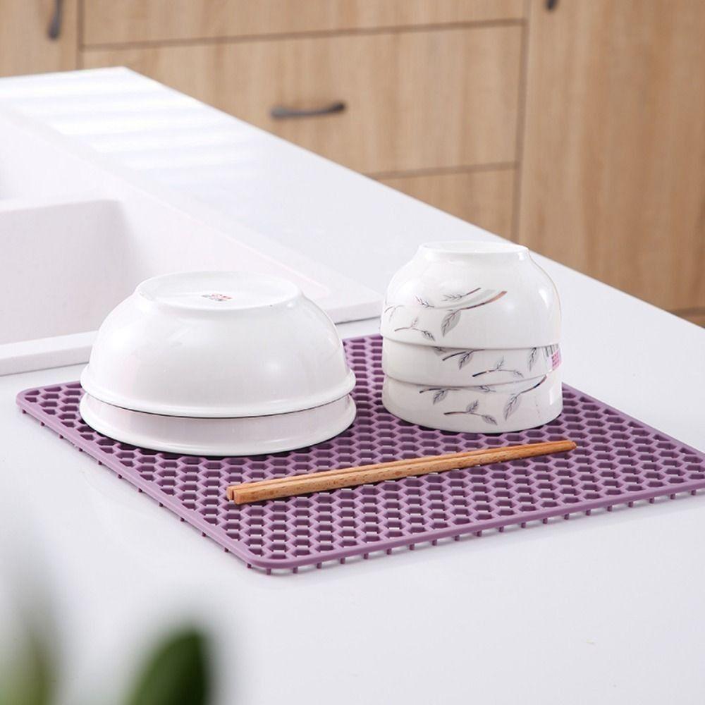 Silicone Dish Drying Mat Fast Draining Heat-resistant Mat  for Bottom of Kitchen Sink