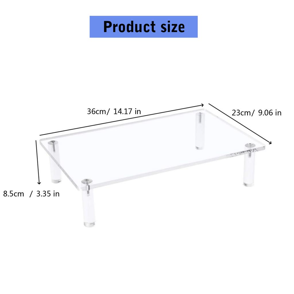 Acrylic Monitor Stand Risers Table Space Saving Printer Organizer Computer Storage Lifting Rack for Home and Office