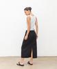 CHAMBROS Women'S Basic Cotton Denim Long Skirt [Black]