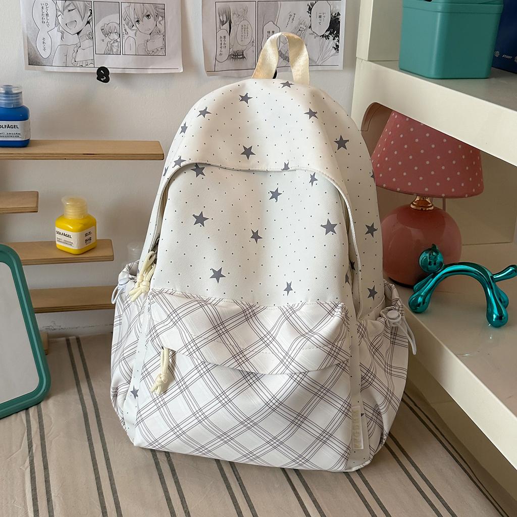 Schoolbag new Korean ins high value fresh sweet relaxation star backpack junior high school students lightweight backpack